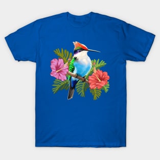 Hummingbird resting and Hibiscuses T-Shirt